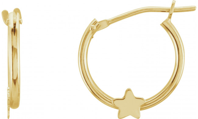 14K Yellow Hinged Hoop Earrings with Star - 1920291030P