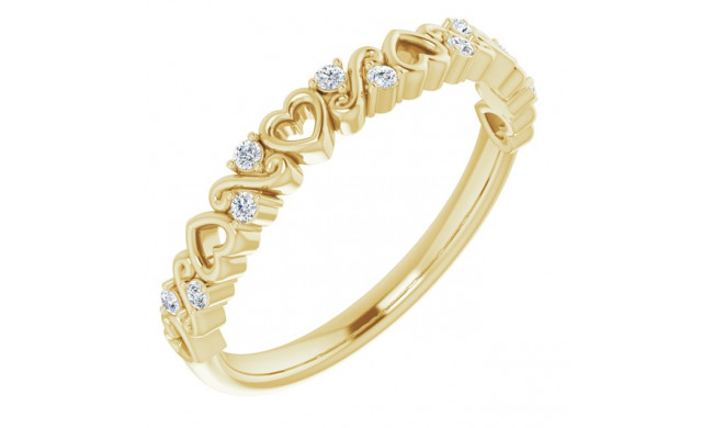 14K Yellow .08 CTW Heart Diamond Anniversary Band - 124102601P