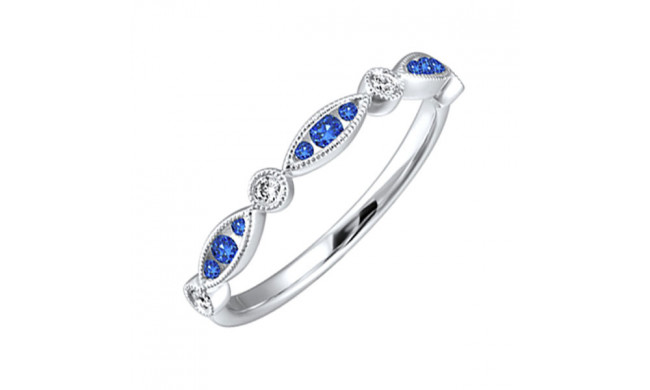 Gems One 14Kt White Gold Diamond (1/20Ctw) & Sapphire (1/5 Ctw) Ring - RG84291-4WDS