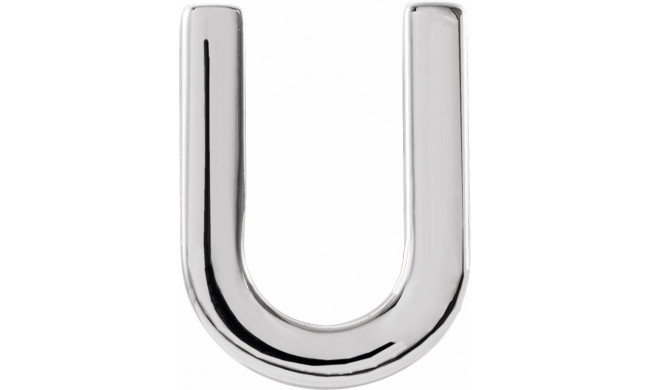 14K White Single Initial U Earring - 86800221P