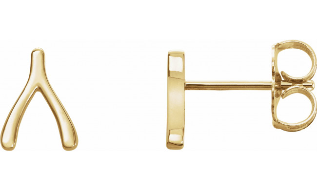 14K Yellow Wishbone Earrings - 86438601P