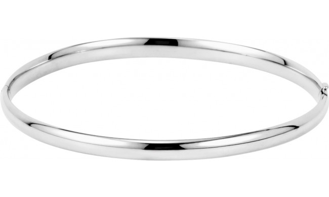 14K White 4 mm Hinged Bangle Bracelet - BRC180239013P