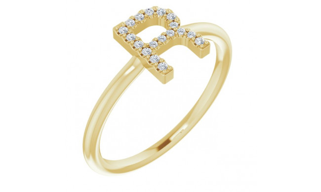 14K Yellow .08 CTW Diamond Initial R Ring - 1238346086P