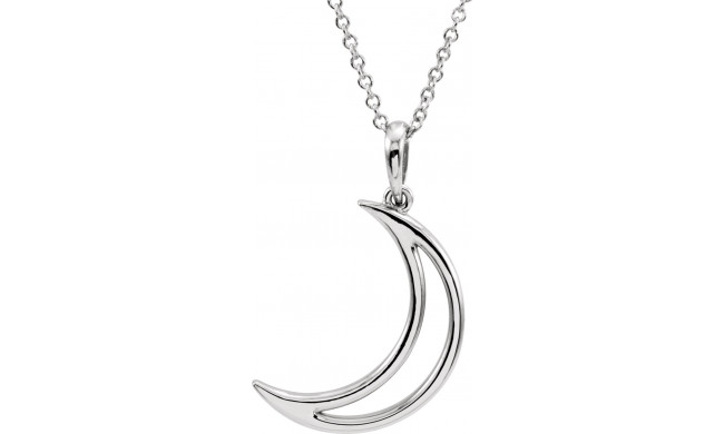 14K White 25.7x4.7 mm Crescent Moon 16 Necklace - 85880101P