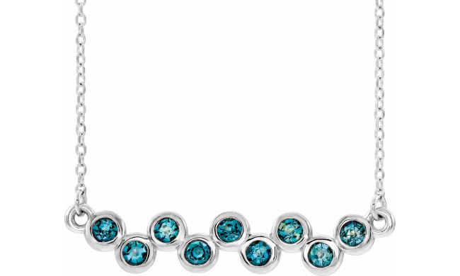 14K White Aquamarine Bezel-Set Bar 16-18 Necklace - 86525600P