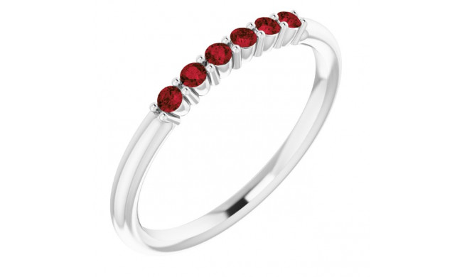 14K White Mozambique Garnet Stackable Ring - 123288604P