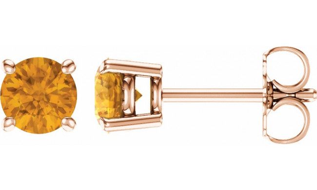 14K Rose 5 mm Round Citrine Earrings - 187470264P