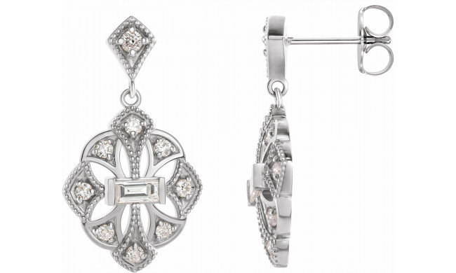 14K White 3/8 CTW Diamond Vintage-Inspired Earrings - 87055600P