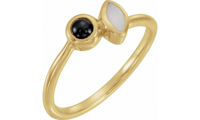 14K Yellow Opal & Onyx Ring - 72044601P