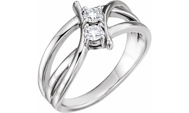 14K White 1/4 CTW Diamond Two-Stone Ring - 123228600P