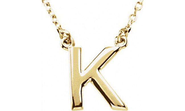 14K Yellow Block Initial K 16 Necklace - 84634126P