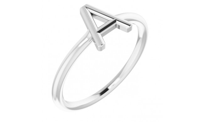 14K White Initial A Ring - 51895101P