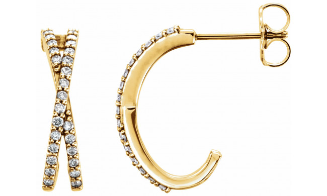 14K Yellow 1/4 CTW Diamond Criss-Cross J-Hoop Earrings - 86333601P