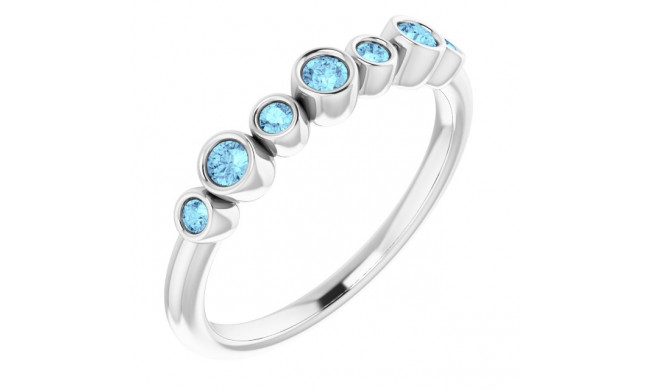 14K White Aquamarine Bezel-Set Ring - 71844615P