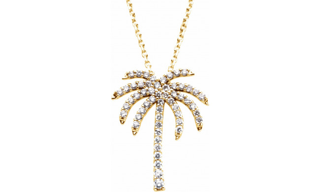 14K Yellow 1/4 CTW Diamond Palm Tree 16 Necklace - 6712784403P