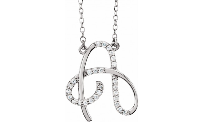 14K White 1/10 CTW Diamond Initial A 16 Necklace - 67399100P