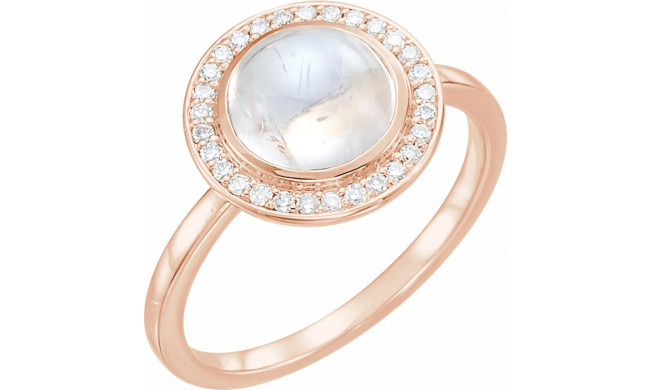 14K Rose Rainbow Moonstone & 1/8 CTW Diamond Halo-Style Ring - 71821611P