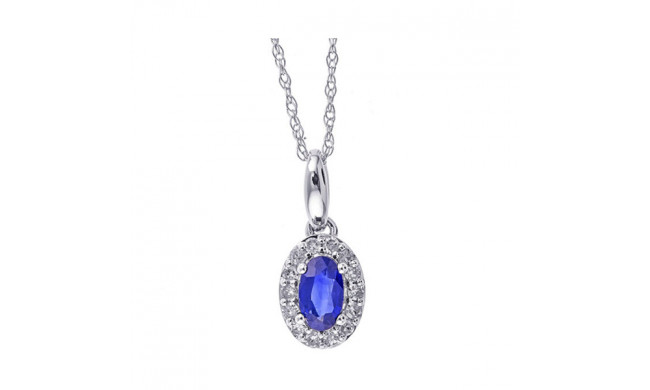 Gems One 10Kt White Gold Diamond (1/10Ctw) & Sapphire (1/3 Ctw) Pendant - PD35153-1WDS