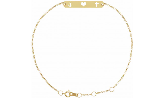 14K Yellow Faith, Love, Hope Bar 6 1/2-7 1/2 Bracelet - BRC805102P