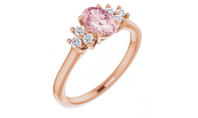 14K Rose Morganite & 1/5 CTW Diamond Ring - 7160470002P