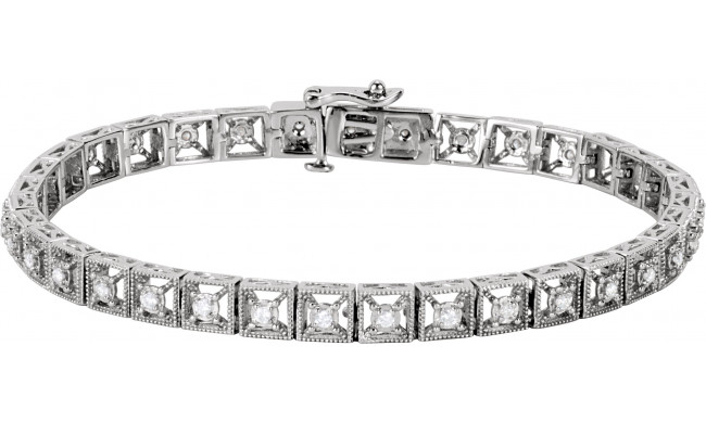 14K White 1/2 CTW Diamond Fashion Tennis 7 Bracelet - 65126160001P