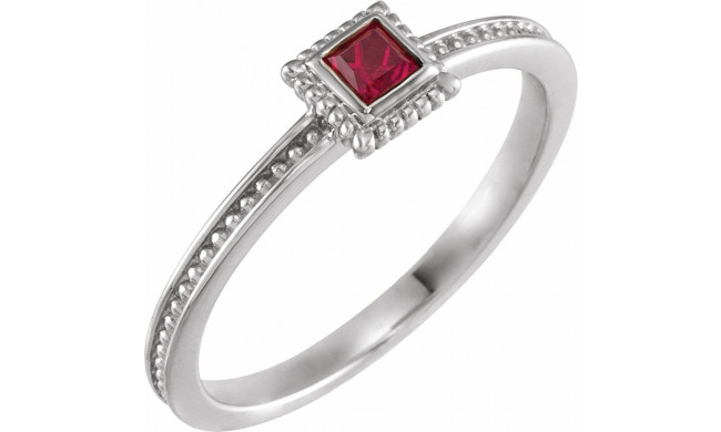 14K White Ruby Stackable Family Ring - 715186020P