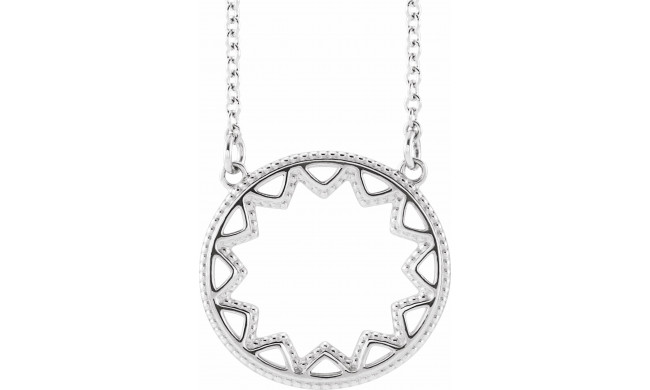 14K White Milgrain Sun 16-18 Necklace - 86764600P