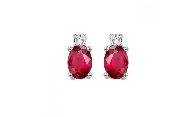 Gems One 14Kt White Gold Diamond (1/20Ctw) & Ruby (1/2 Ctw) Earring - NE328-4WCR