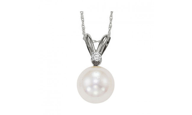 Gems One 14Kt White Gold Diamond (1/50Ctw) & Pearl (1/2 Ctw) Pendant - PPD7.00AAA-4W