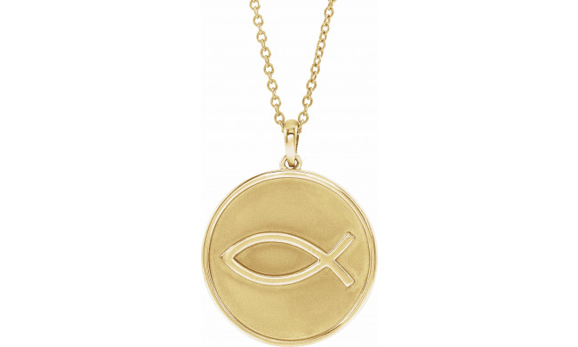 14K Yellow 20.3x18.4 mm Ichthus (Fish) 16-18 Necklace - 87008202P