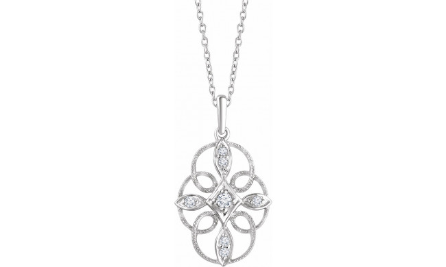 14K White  1/10 CTW Diamond Filigree 16-18 Necklace - 65238060000P