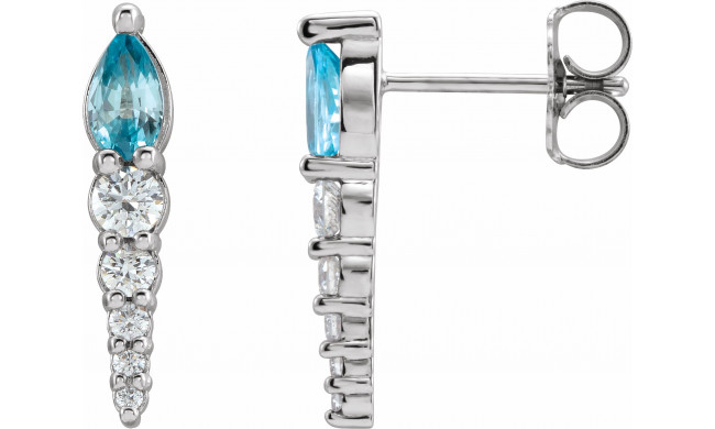 14K White Blue Zircon & 1/4 CTW Diamond Earrings - 870256012P