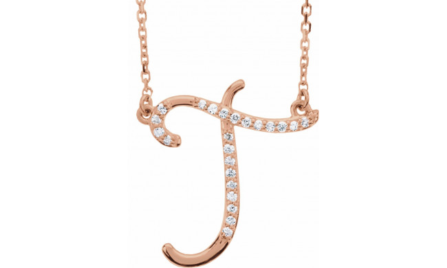 14K Rose 1/10 CTW Diamond Initial T 16 Necklace - 67399200979P