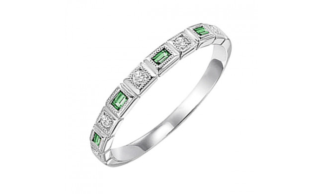 Gems One 14Kt White Gold Diamond (1/12Ctw) & Emerald (1/8 Ctw) Ring - FR1066-4WD