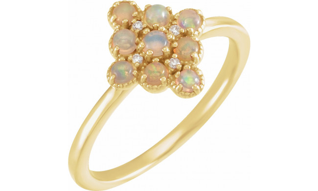 14K Yellow Ethiopian Opal & .02 CTW Diamond Ring - 720736002P