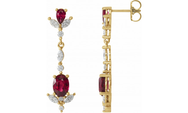 14K Yellow Ruby & 3/4 CTW Diamond Dangle Earrings - 86907601P