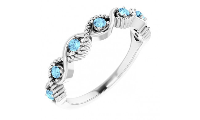 14K White Aquamarine Stackable Ring - 720466007P