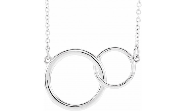Platinum 20x14 mm Interlocking Circle 16-18 Necklace - 86742604P