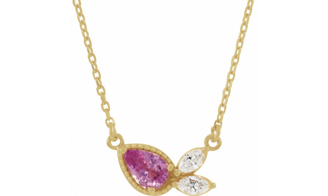 14K Yellow Pink Sapphire & 1/6 CTW Diamond 16 Necklace - 86854621P