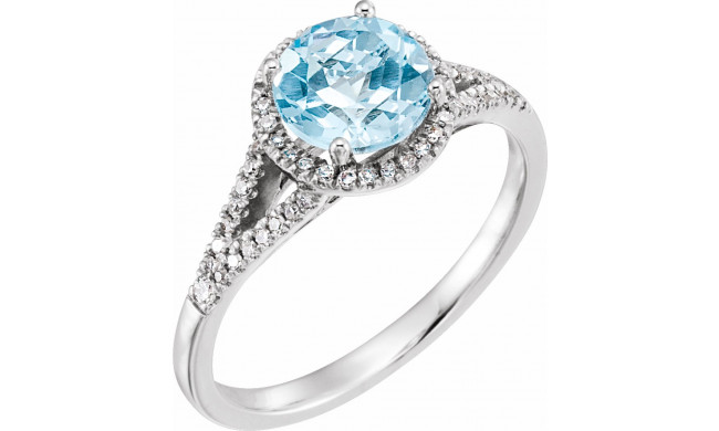 14K White Sky Blue Topaz & 1/5 CTW Diamond Ring - 65130070004P