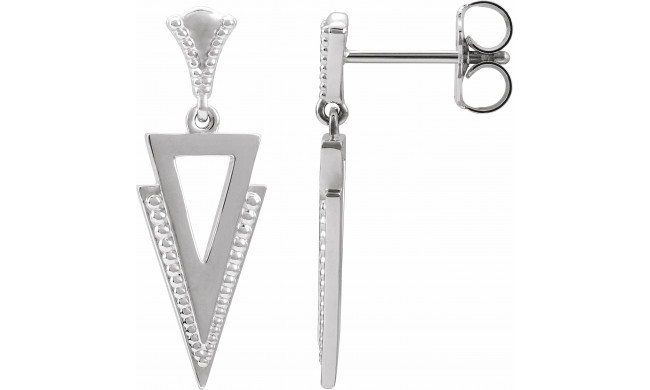 14K White Geometric Dangle Earrings - 8715060000P