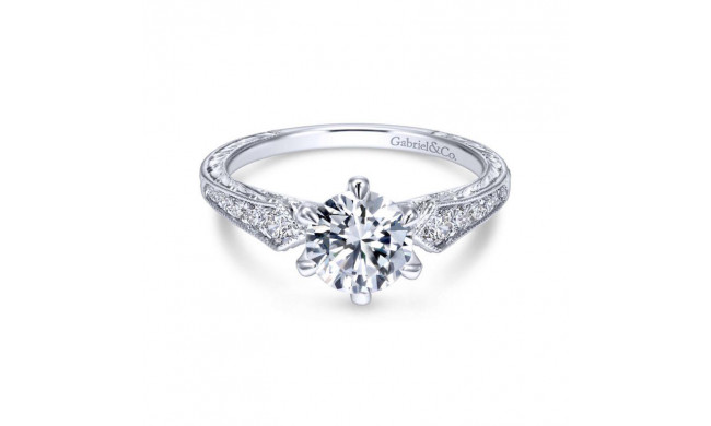 Gabriel & Co. 14k White Gold Victorian Straight Engagement Ring - ER11839R4W44JJ