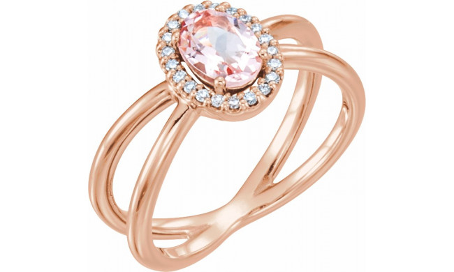 14K Rose Morganite & .08 CTW Diamond Ring - 71878602P