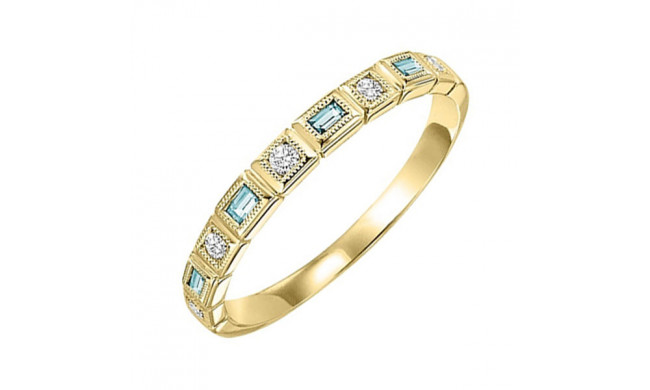 Gems One 14Kt Yellow Gold Diamond (1/12Ctw) & Aquamarine (1/10 Ctw) Ring - FR1268-4YD