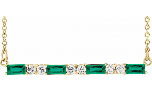 14K Yellow Emerald & 1/5 CTW Diamond Bar 16-18 Necklace - 86790631P