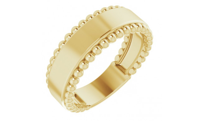 14K Yellow Engravable Beaded Ring - 51684102P