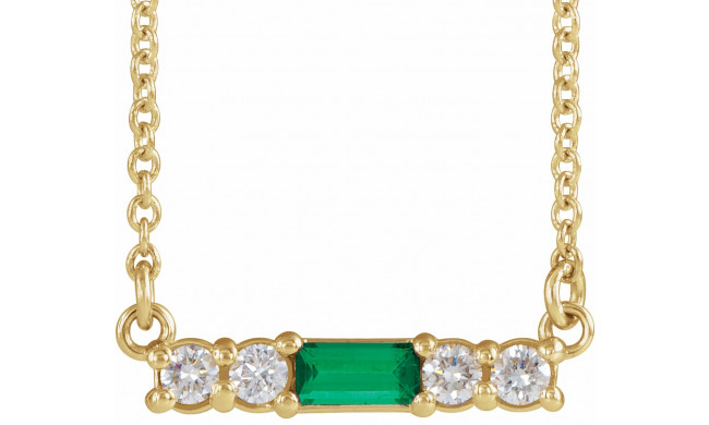 14K Yellow Emerald & 1/5 CTW Diamond 18 Necklace - 86838706P