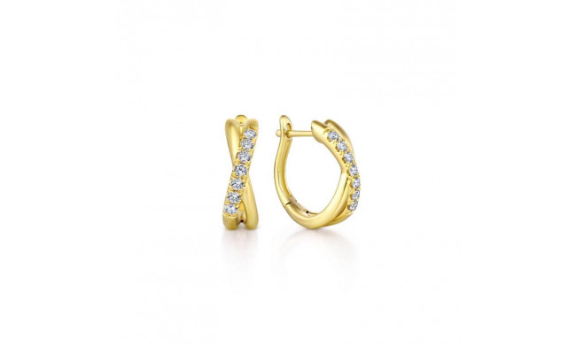 Gabriel & Co. 14k Yellow Gold Contemporary Diamond Huggie Earrings - EG13328Y45JJ