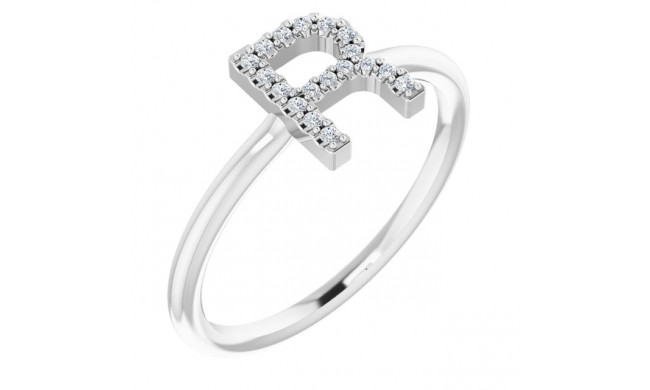 14K White .06 CTW Diamond Initial R Ring - 1238346085P