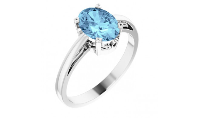 14K White Aquamarine Ring - 70531104P